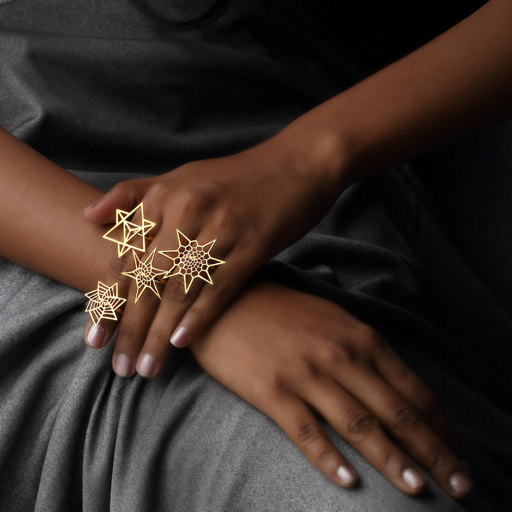 Geometric Goddess Gold-plated Ring
