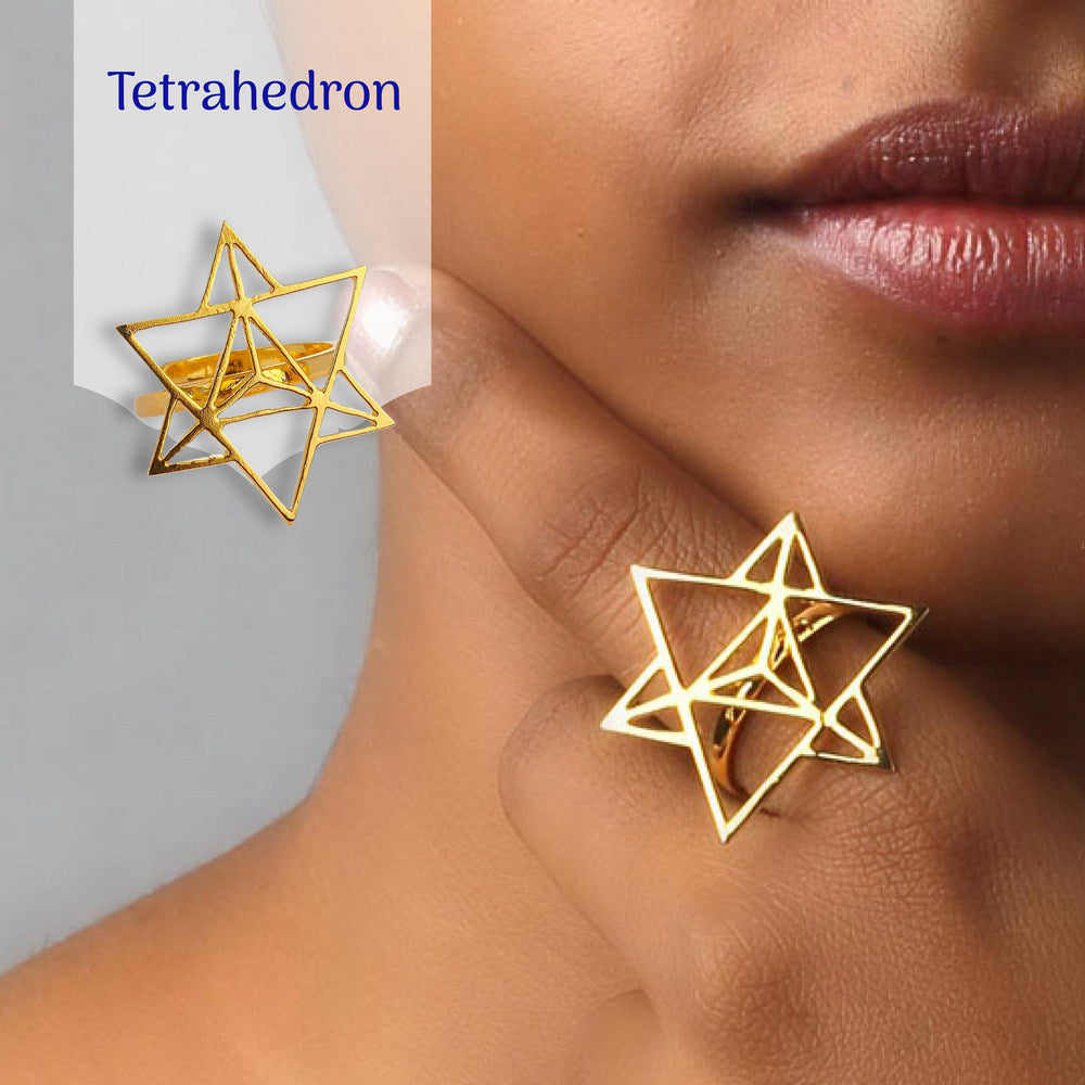 Geometric Goddess Gold-plated Ring